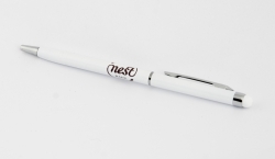 TOUCH WRITER długopis metalowy, biały, chromowany z czarnym wkładem