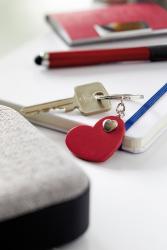 Brelok na klucze HEART-IN-HEART, czerwony, srebrny