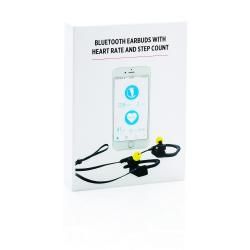 Sportowe słuchawki douszne Bluetooth 4.0, pulsometr, krokomierz