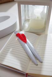 Zestaw długopisów VALENTINE, biały, czerwony